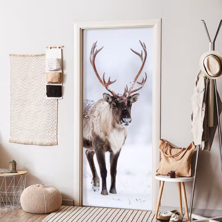 Deursticker - Rendier - Gewei - Toendra - Sneeuw - Wild — 8