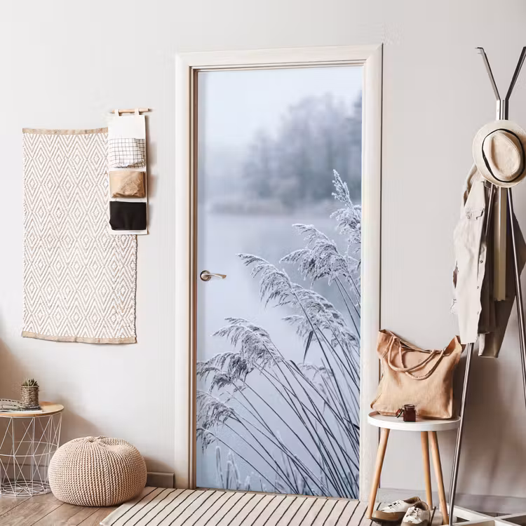 Deursticker - Riet - Bevroren - Winter - Natuur — 8
