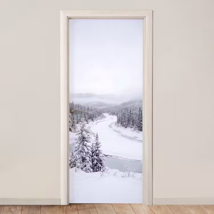 Deursticker - Rivier - Bevroren - Landschap - Winter — 1