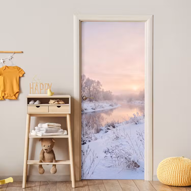 Deursticker - Rivier - Winter - Landschap - Sneeuw - Zonsopgang — 6