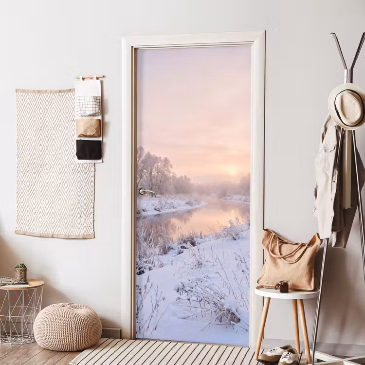 Deursticker - Rivier - Winter - Landschap - Sneeuw - Zonsopgang — 8