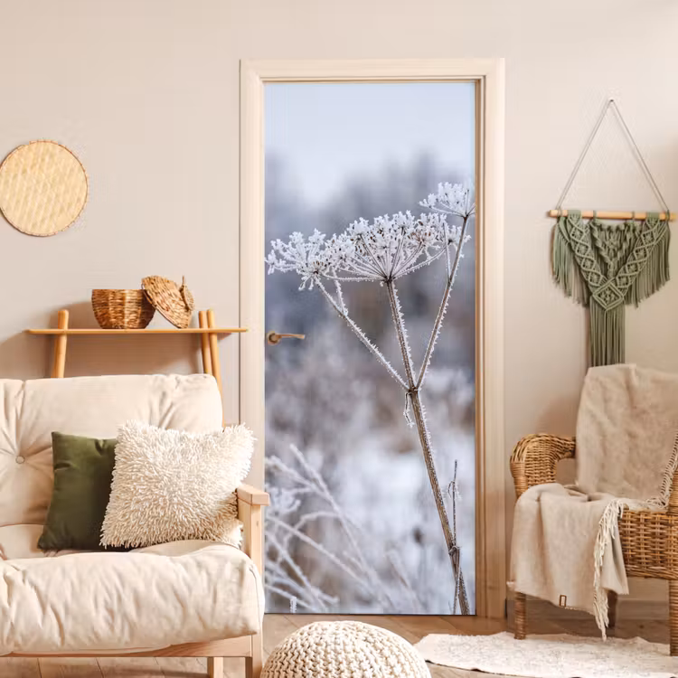 Deursticker - Schermbloem - Rijp - Kristallen - Winter - Delicaat — 4