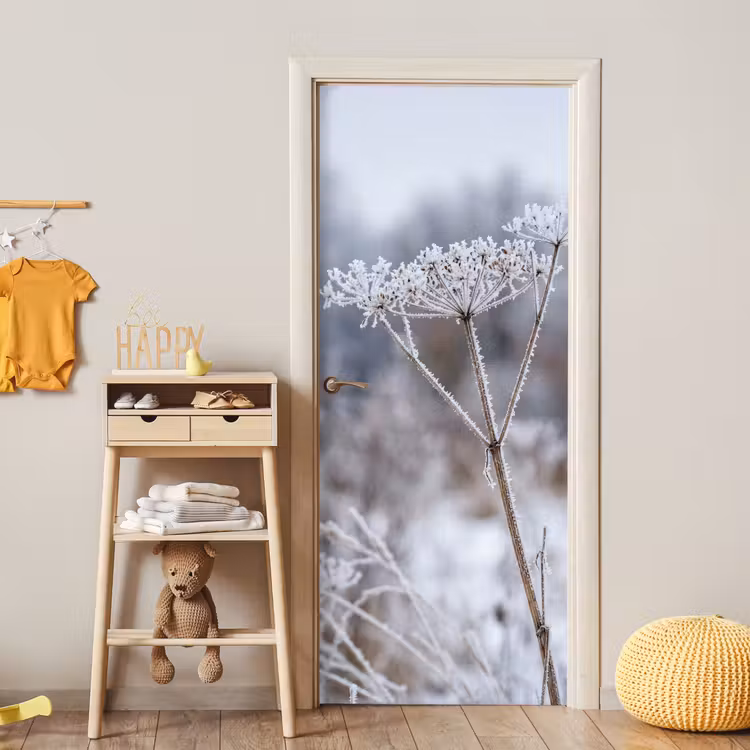 Deursticker - Schermbloem - Rijp - Kristallen - Winter - Delicaat — 6