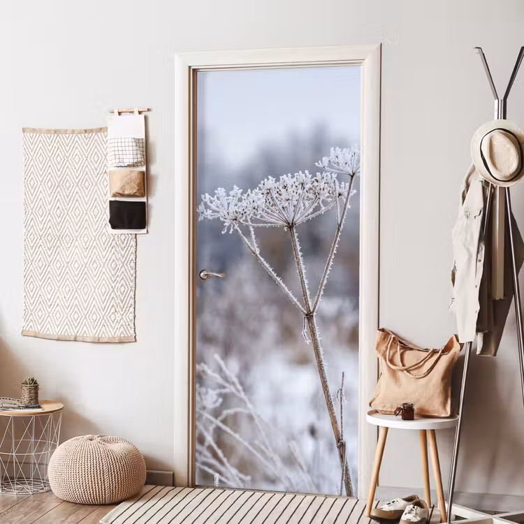 Deursticker - Schermbloem - Rijp - Kristallen - Winter - Delicaat — 8