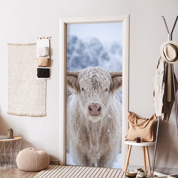 Deursticker - Schotse Hooglander - Sneeuw - Bergen - Winter — 8