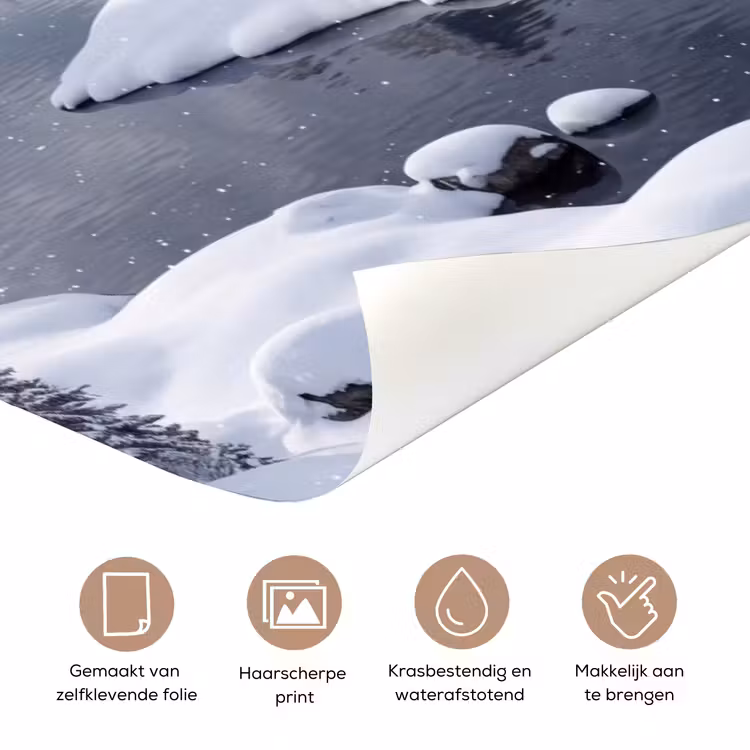 Deursticker - Sneeuwlandschap - Bergen - Rivier - Winter — 3