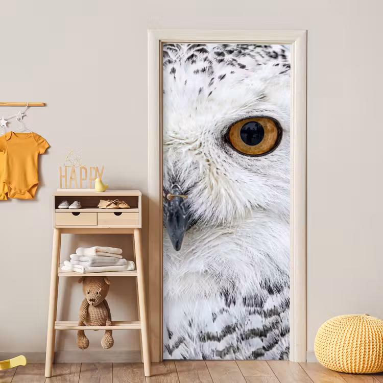 Deursticker - Sneeuwuil - Oog - Wildlife - Wit — 6