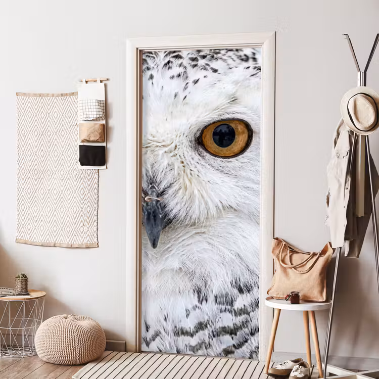Deursticker - Sneeuwuil - Oog - Wildlife - Wit — 8