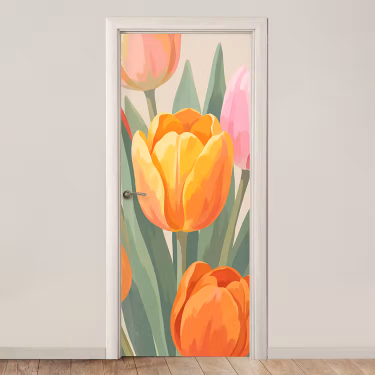 Deursticker - Tulpen - Abstract - Kleurrijk — 1
