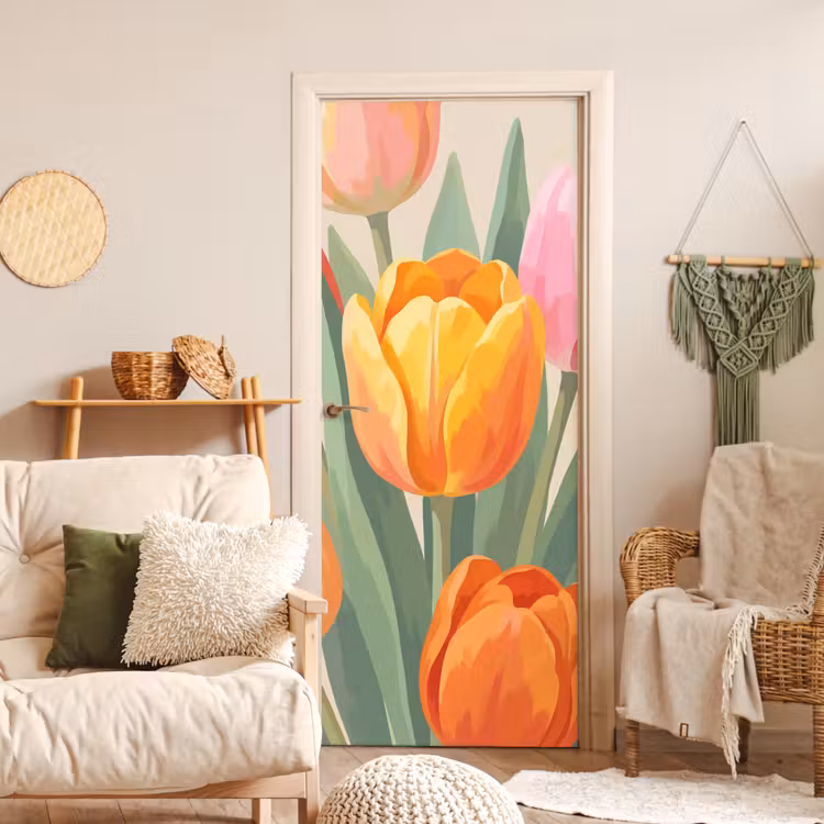 Deursticker - Tulpen - Abstract - Kleurrijk — 4