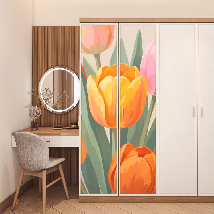 Deursticker - Tulpen - Abstract - Kleurrijk — 5