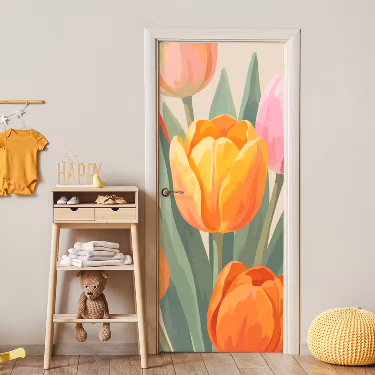 Deursticker - Tulpen - Abstract - Kleurrijk — 6