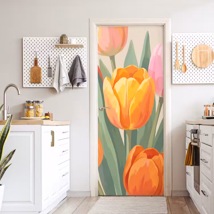 Deursticker - Tulpen - Abstract - Kleurrijk — 7