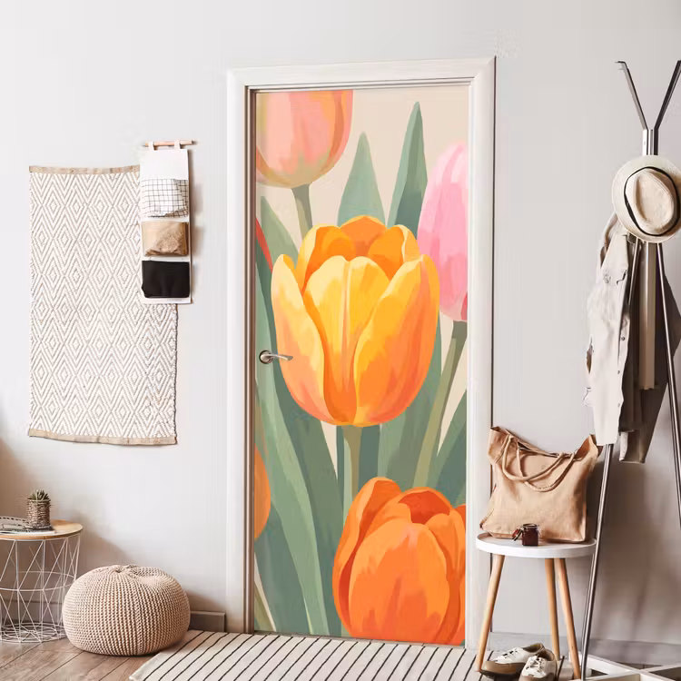 Deursticker - Tulpen - Abstract - Kleurrijk — 8
