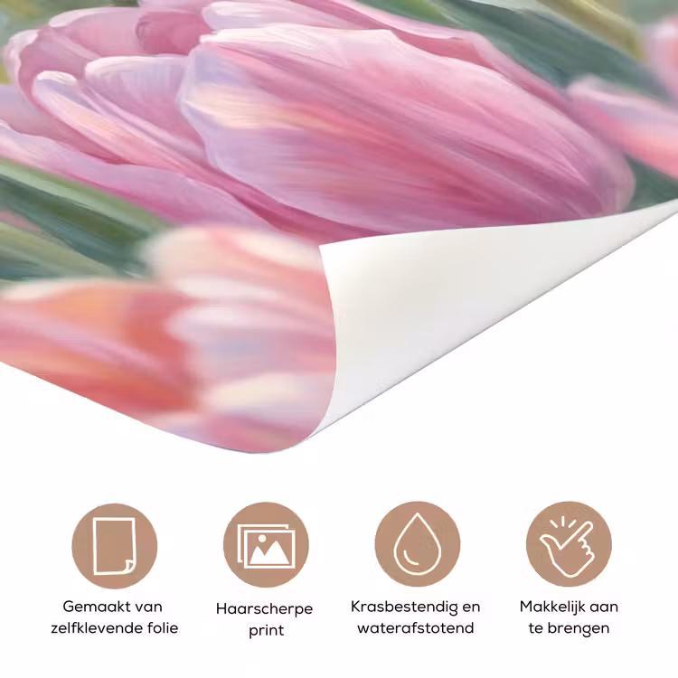 Deursticker - Tulpen - Veld - Lente - Roze — 3