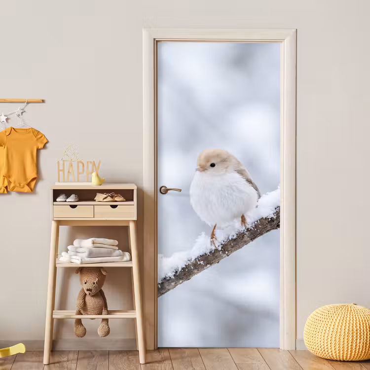 Deursticker - Vogeltje - Sneeuw - Tak - Winter - Zacht — 6