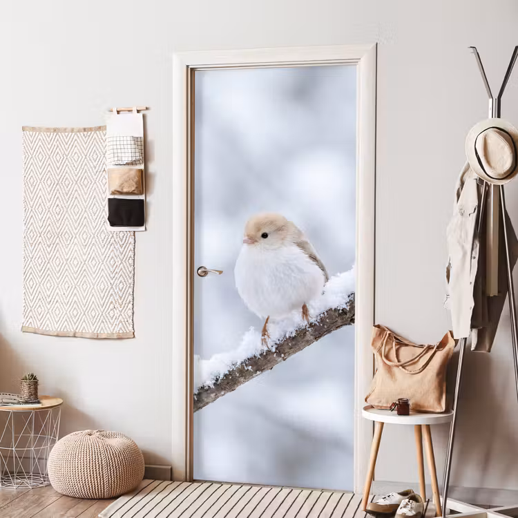 Deursticker - Vogeltje - Sneeuw - Tak - Winter - Zacht — 8