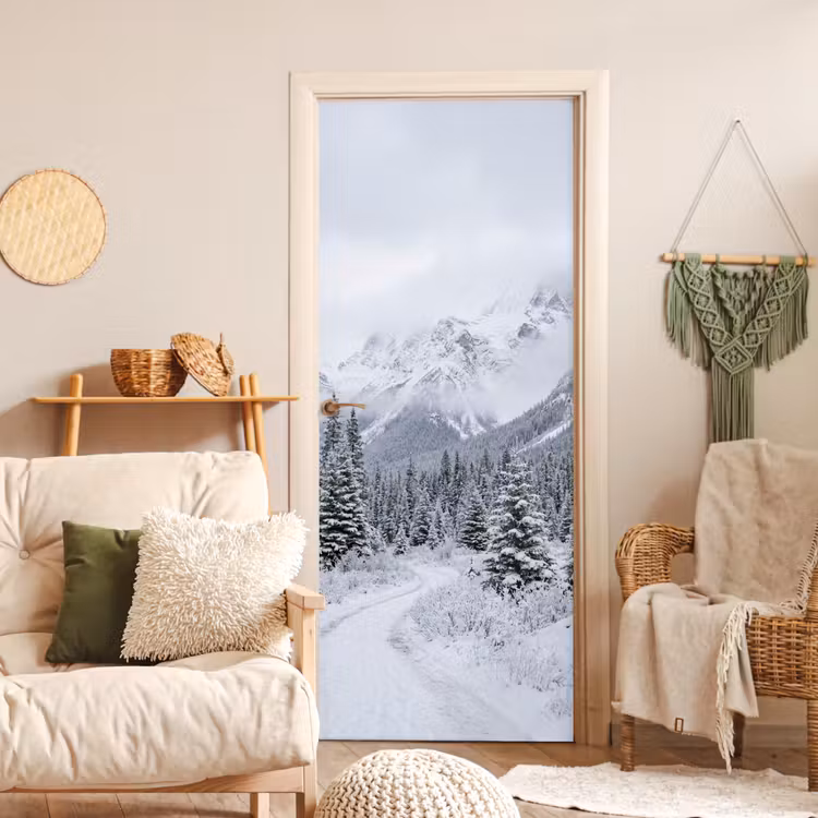 Deursticker - Weg - Bergen - Sneeuw - Naaldbos - Avontuurlijk — 4