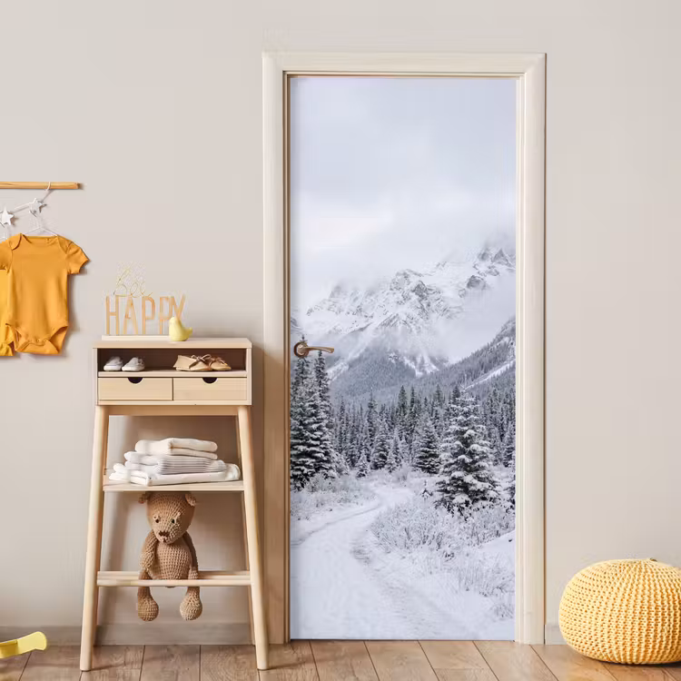 Deursticker - Weg - Bergen - Sneeuw - Naaldbos - Avontuurlijk — 6