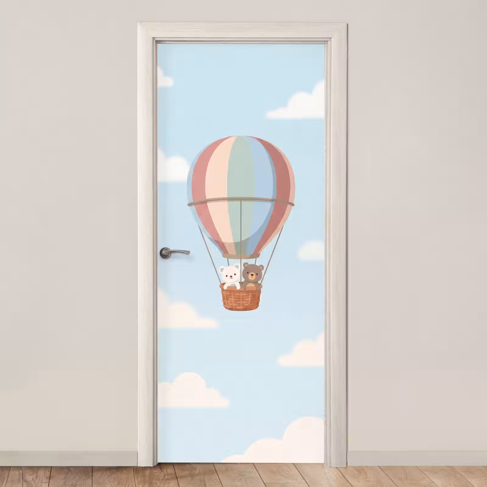Deursticker - Luchtballon - Beren - Pastel — 1