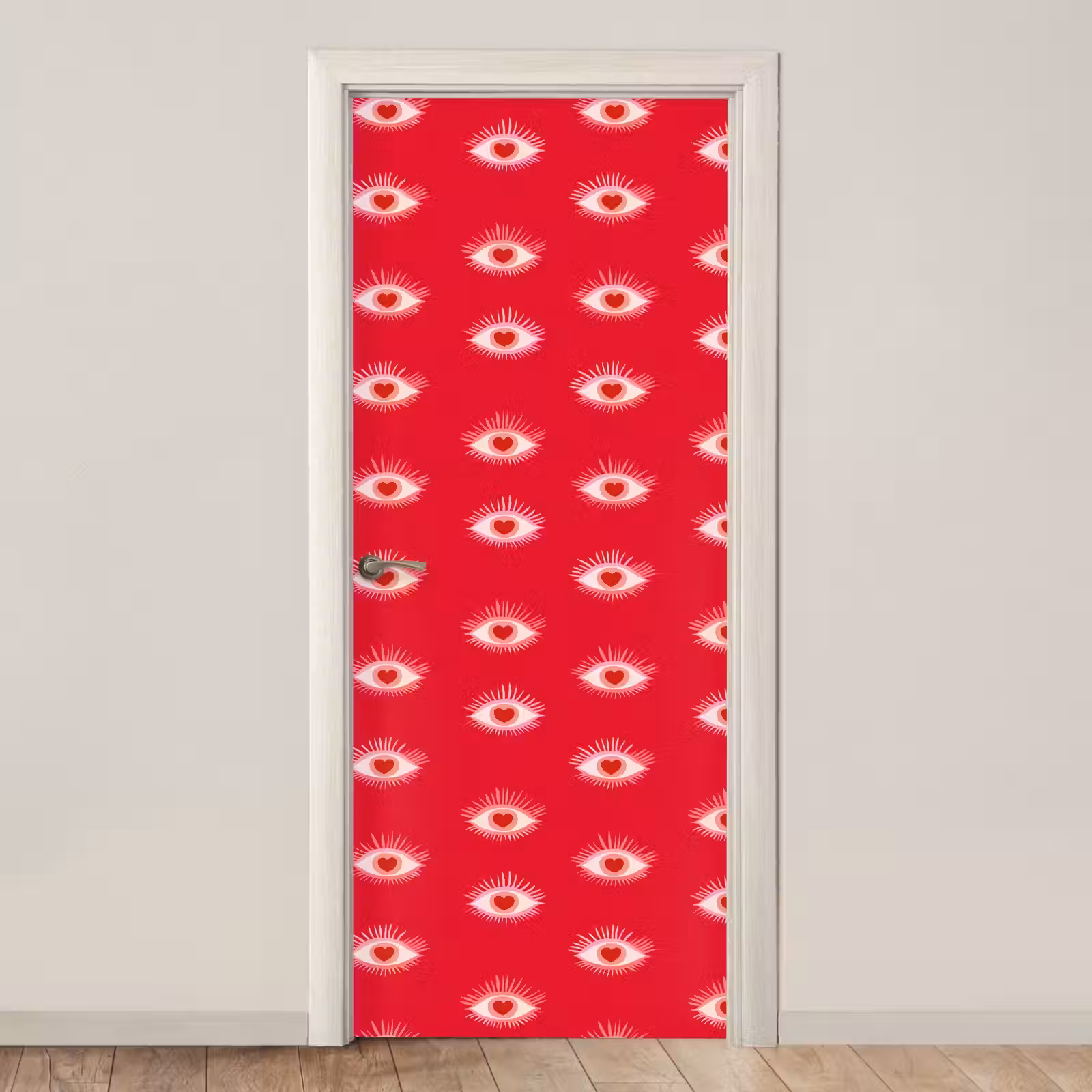 Deursticker - Ogen - Hart - Abstract - Rood - Roze — 1