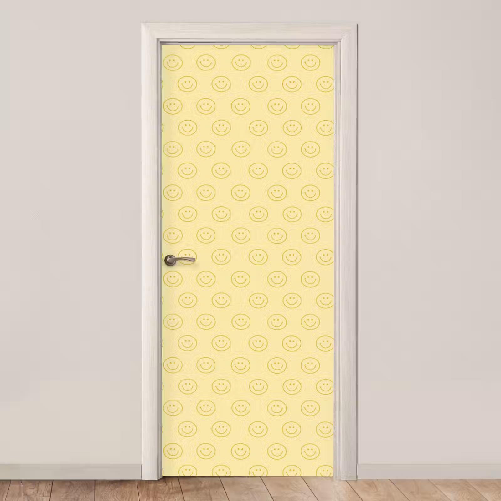 Deursticker - Smileys - Patroon - Retro - Zachtgeel — 1