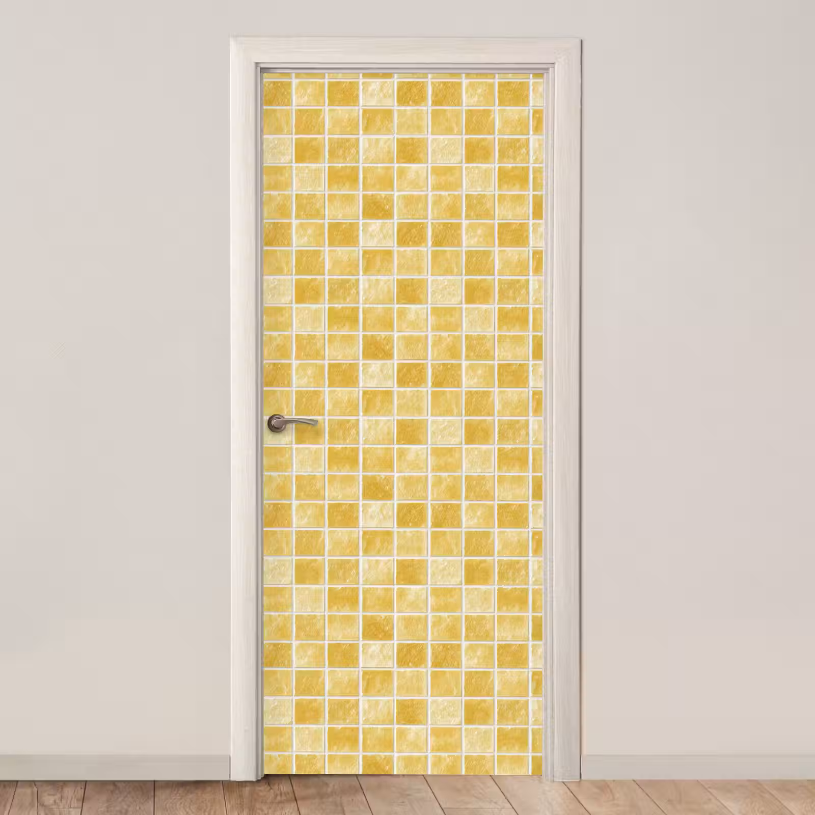 Deursticker - Tegels - Mozaïek - Textuur - Goudgeel — 1