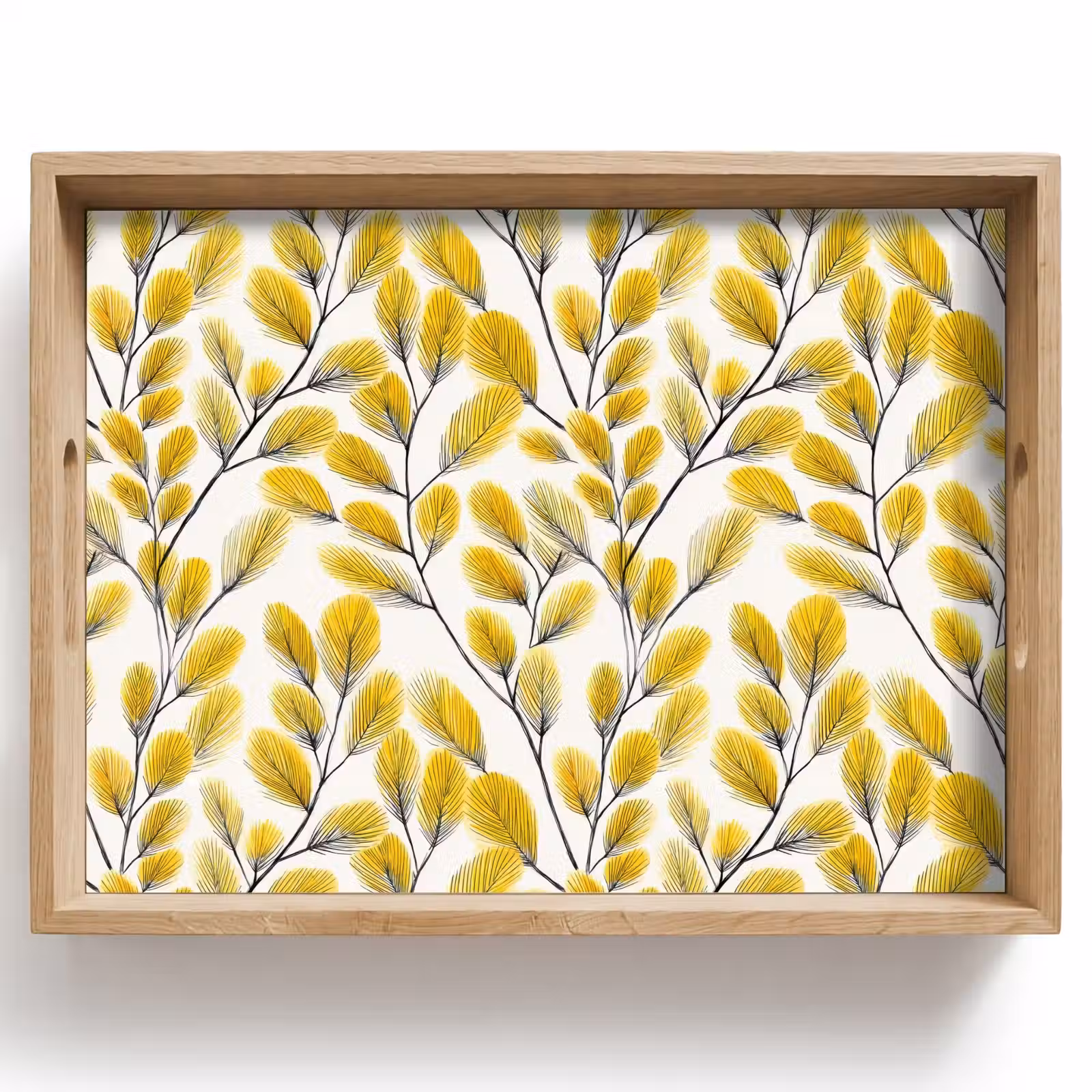 Dienblad - Bladeren - Botanisch - Elegant - Geel - Zwart — 1