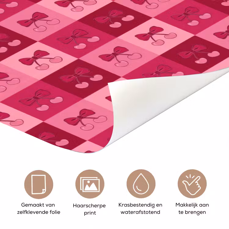 Deursticker - Kersen - Strikjes - Speels - Roze - Bordeaux — 3