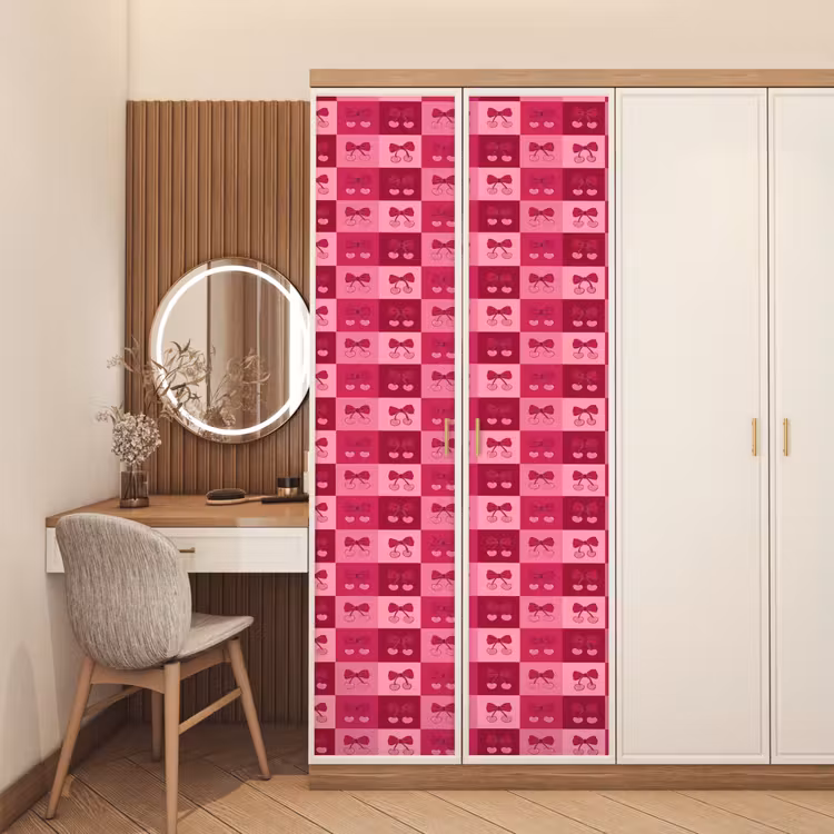 Deursticker - Kersen - Strikjes - Speels - Roze - Bordeaux — 5