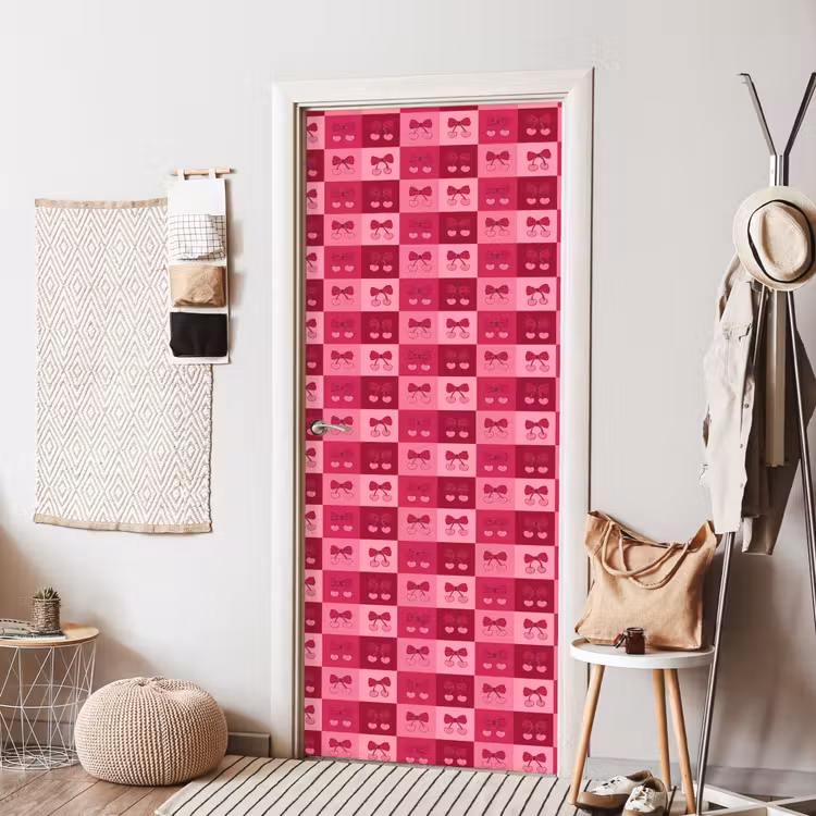 Deursticker - Kersen - Strikjes - Speels - Roze - Bordeaux — 8