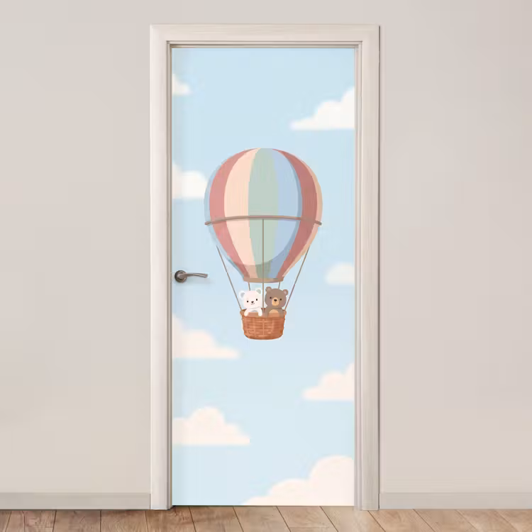 Deursticker - Luchtballon - Beren - Pastel — 1