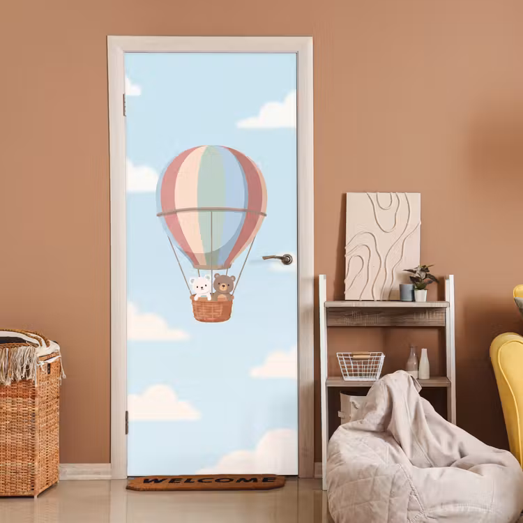 Deursticker - Luchtballon - Beren - Pastel — 2