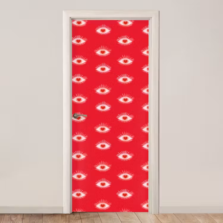 Deursticker - Ogen - Hart - Abstract - Rood - Roze — 1