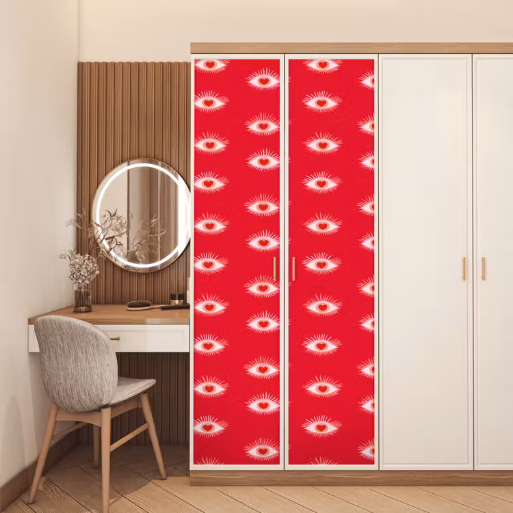 Deursticker - Ogen - Hart - Abstract - Rood - Roze — 5