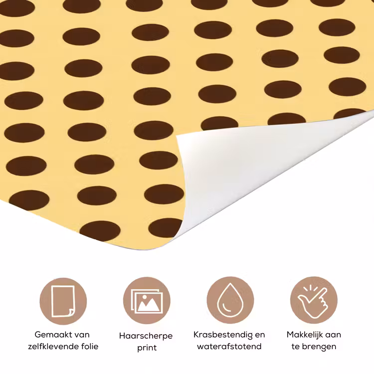 Deursticker - Polka Dot - Stippen - Retro - Geel - Bruin — 3