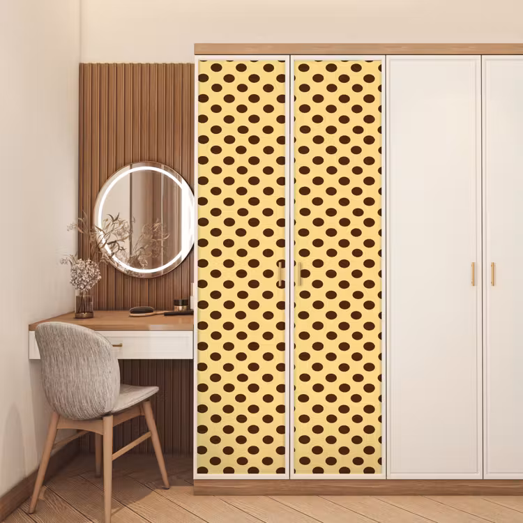 Deursticker - Polka Dot - Stippen - Retro - Geel - Bruin — 5