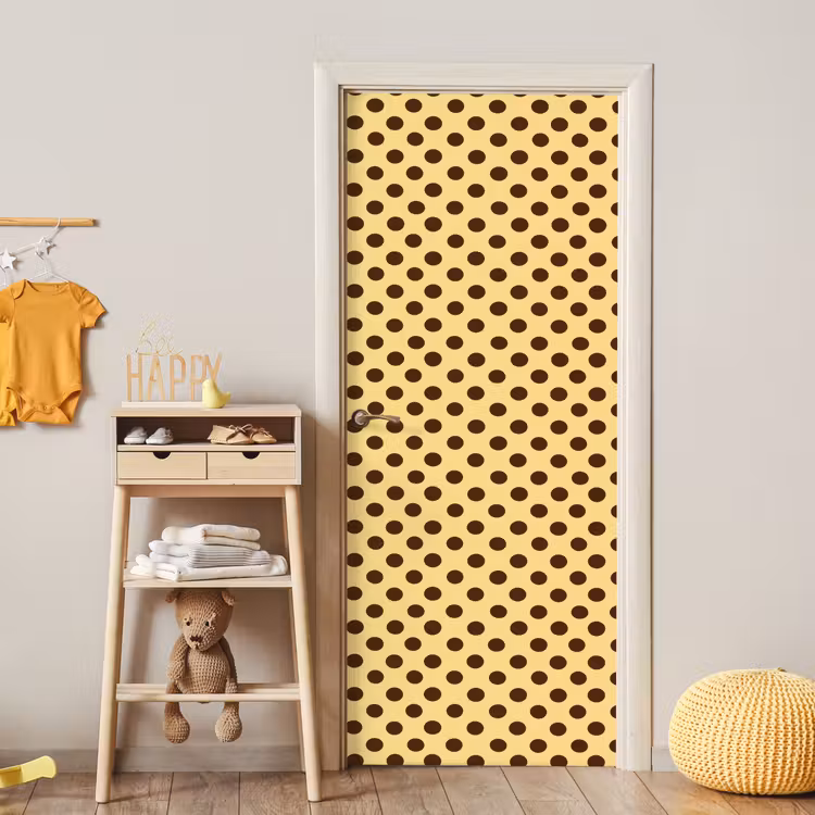 Deursticker - Polka Dot - Stippen - Retro - Geel - Bruin — 6