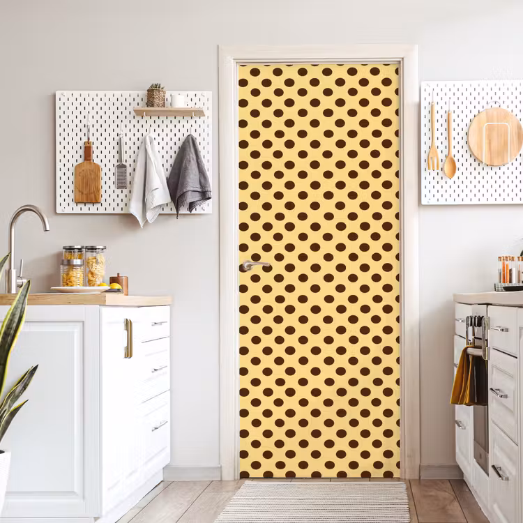 Deursticker - Polka Dot - Stippen - Retro - Geel - Bruin — 7