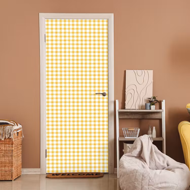 Deursticker - Ruit - Gingham - Klassiek - Geel en Wit — 2