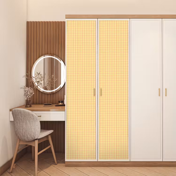 Deursticker - Ruitjes - Grid - Minimalistisch - Geel - Roze — 5