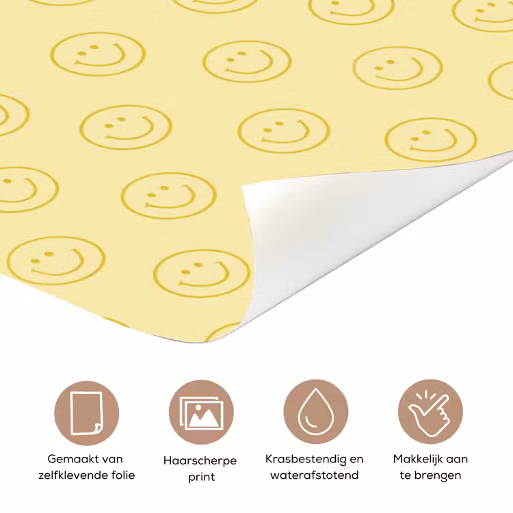 Deursticker - Smileys - Patroon - Retro - Zachtgeel — 3