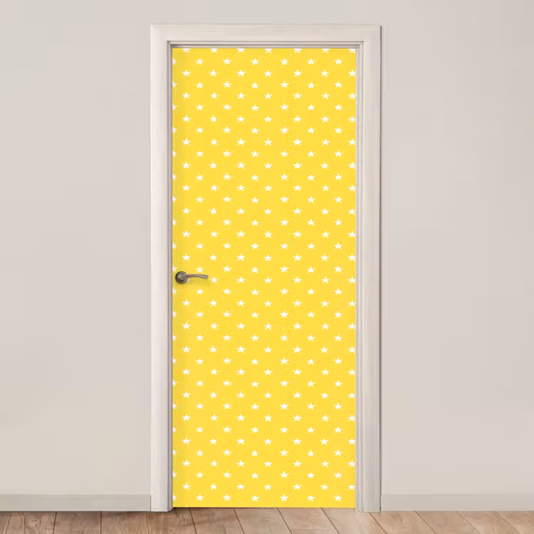 Deursticker - Sterren - Patroon - Minimalistisch - Geel — 1