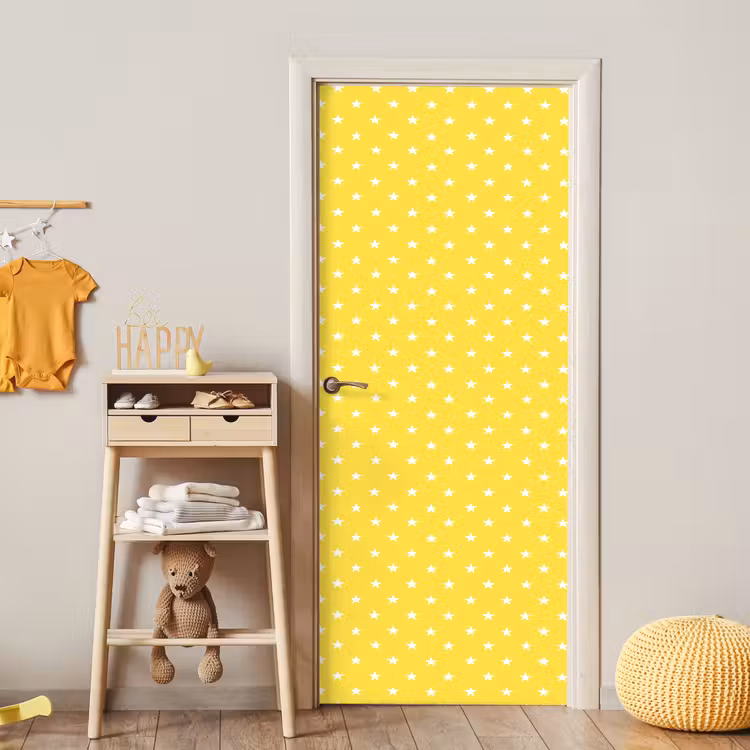 Deursticker - Sterren - Patroon - Minimalistisch - Geel — 6