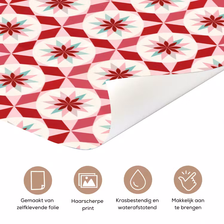 Deursticker - Tegelpatroon - Sterren - Retro - Roze - Mintgroen — 3
