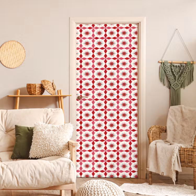 Deursticker - Tegelpatroon - Sterren - Retro - Roze - Mintgroen — 4