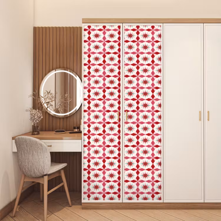 Deursticker - Tegelpatroon - Sterren - Retro - Roze - Mintgroen — 5