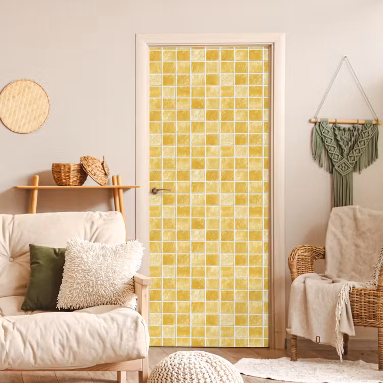 Deursticker - Tegels - Mozaïek - Textuur - Goudgeel — 4