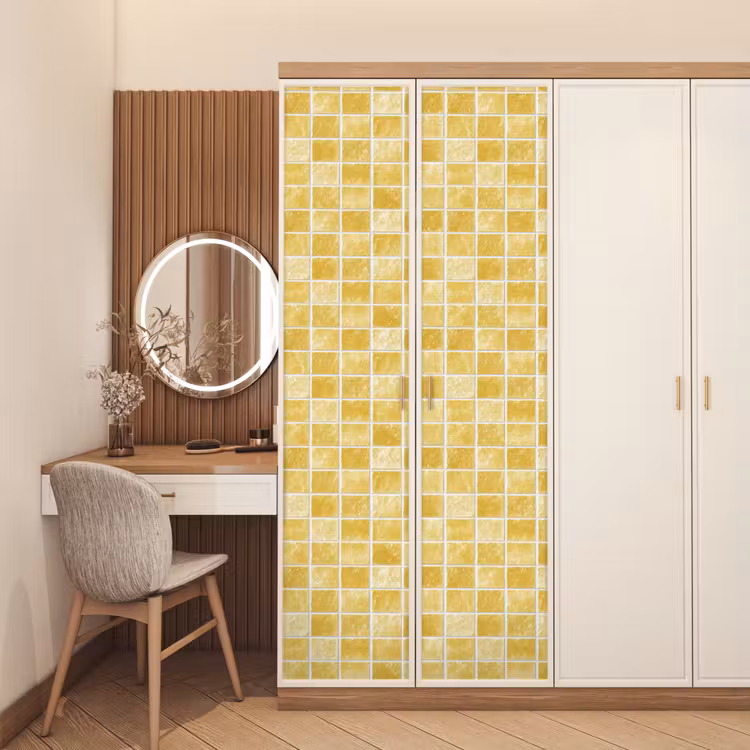 Deursticker - Tegels - Mozaïek - Textuur - Goudgeel — 5
