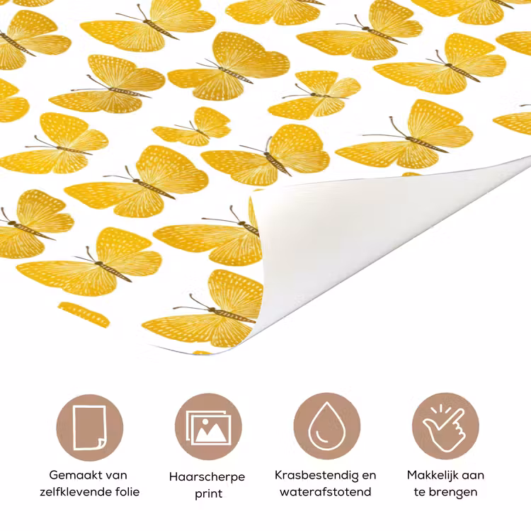 Deursticker - Vlinders - Botanisch - Illustratie - Geel - Wit — 3